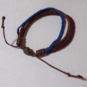 Fossil 3-Strand Leather Adjustable Bracelet